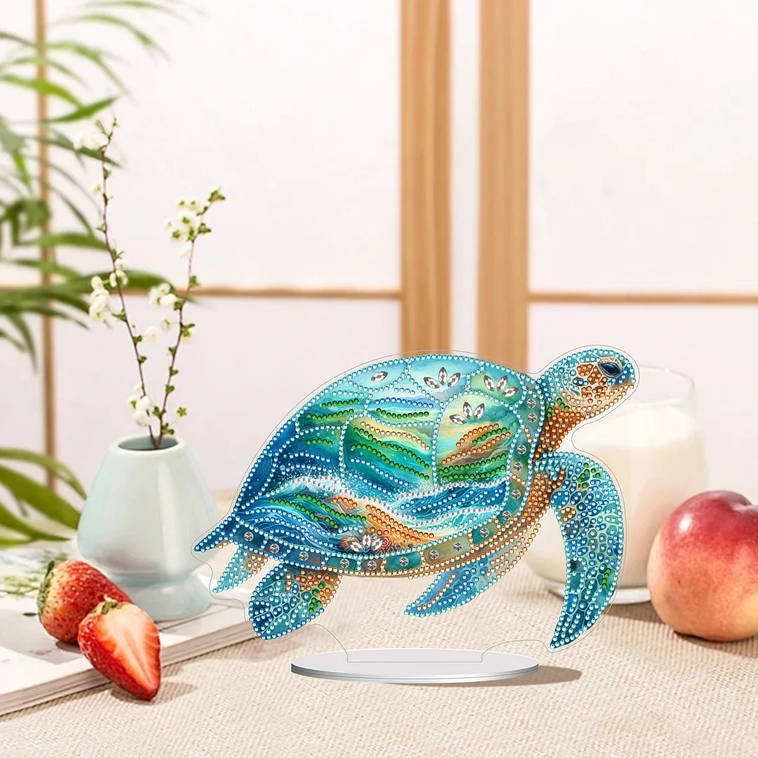 DIY Sea Turtle Single-Side Acrylic Special Shape Desktop Diamond Art Kit for Home Decor