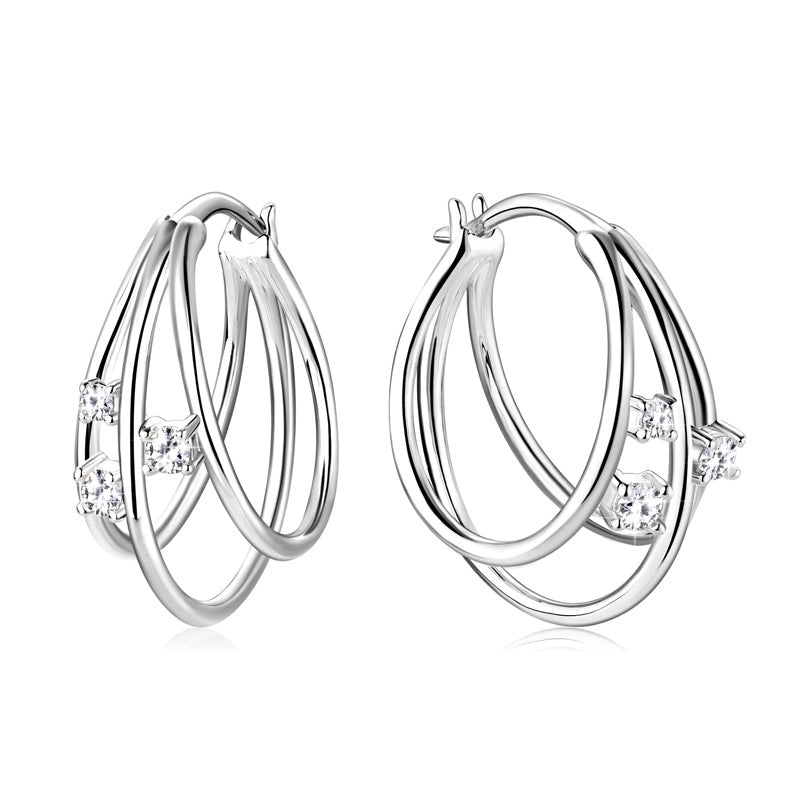 1 Pair 925 Sterling Silver Moissanite Solid Color Earrings
