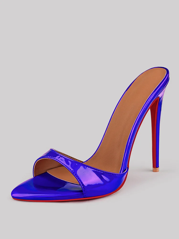 120mm Women's Open Toe Sandals Stiletto Red Bottom High Heels Vegan Mules Colorful