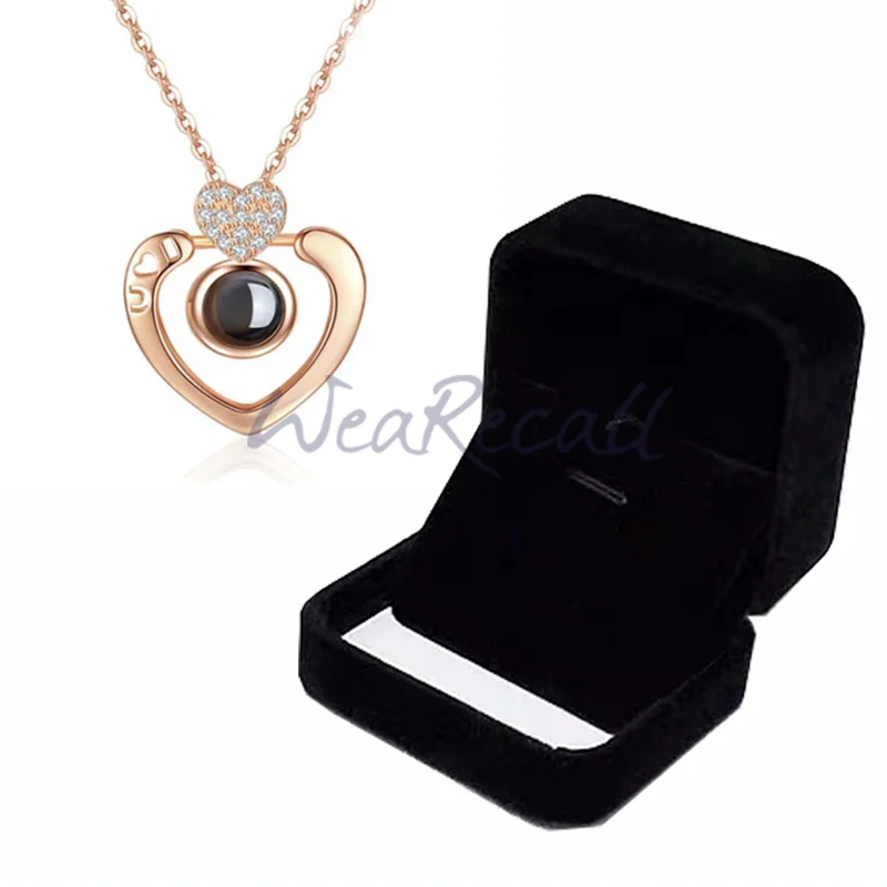 Heart Projector Picture Custom Personalized Photo Silver Necklace wetirmss