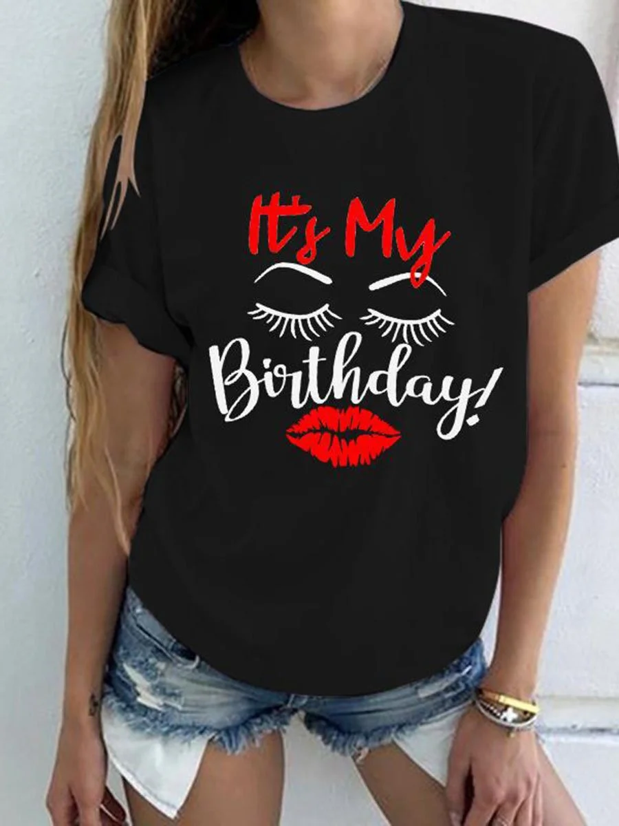 Round Neck Letters Printed T-shirt