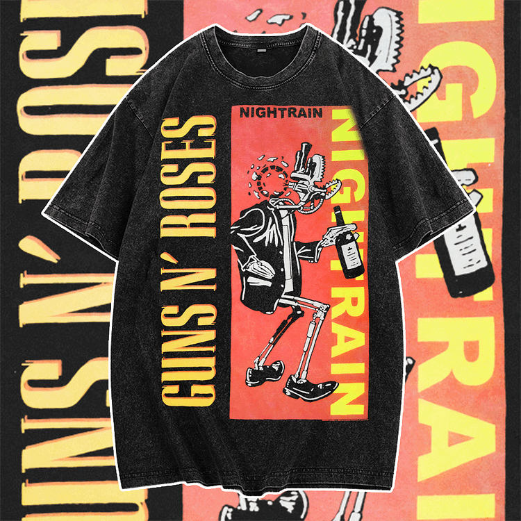 Davidhawaii100% Cotton Casual Vintage Street Style Rock Poster T-Shirt - 100% Cotton