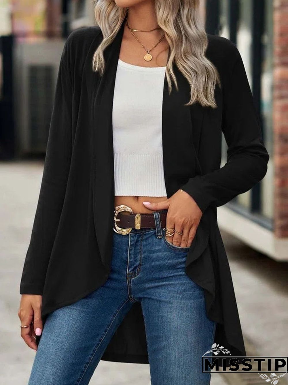 Women's Wrap Loose Casual Plain Coat