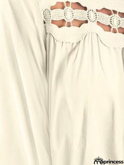 Cutout Square Neck Long Sleeve Blouse