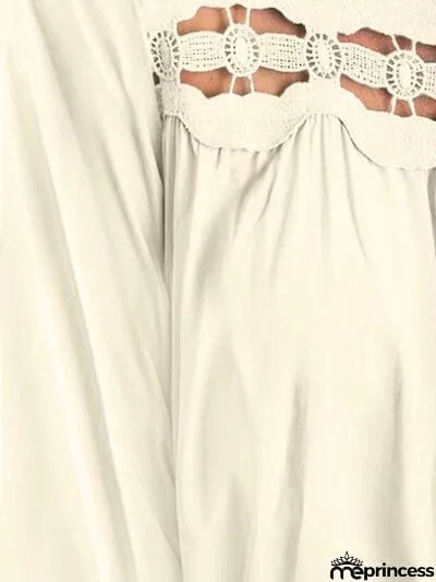 Cutout Square Neck Long Sleeve Blouse