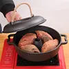 Cast Iron Roasted Sweet Potato Pan W/Lid Garlic Roaster for Picnic Camping Patio