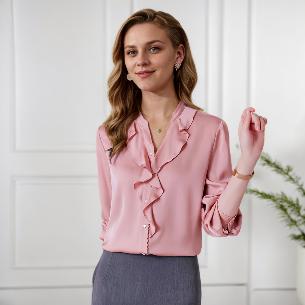 Silk Shirt for Women with Lace Collar REAL SILK LIFE