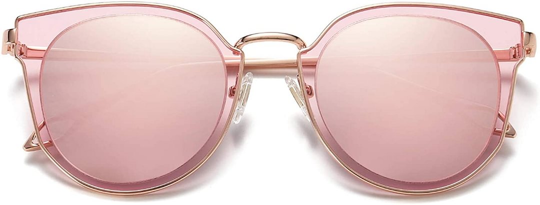 Fashion Round Polarized Sunglasses for Women UV400 Mirrored Lens