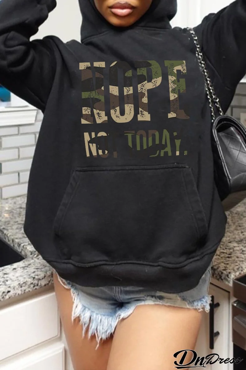 Women 's Fall/Winter Positioning Print Loose Hoodies