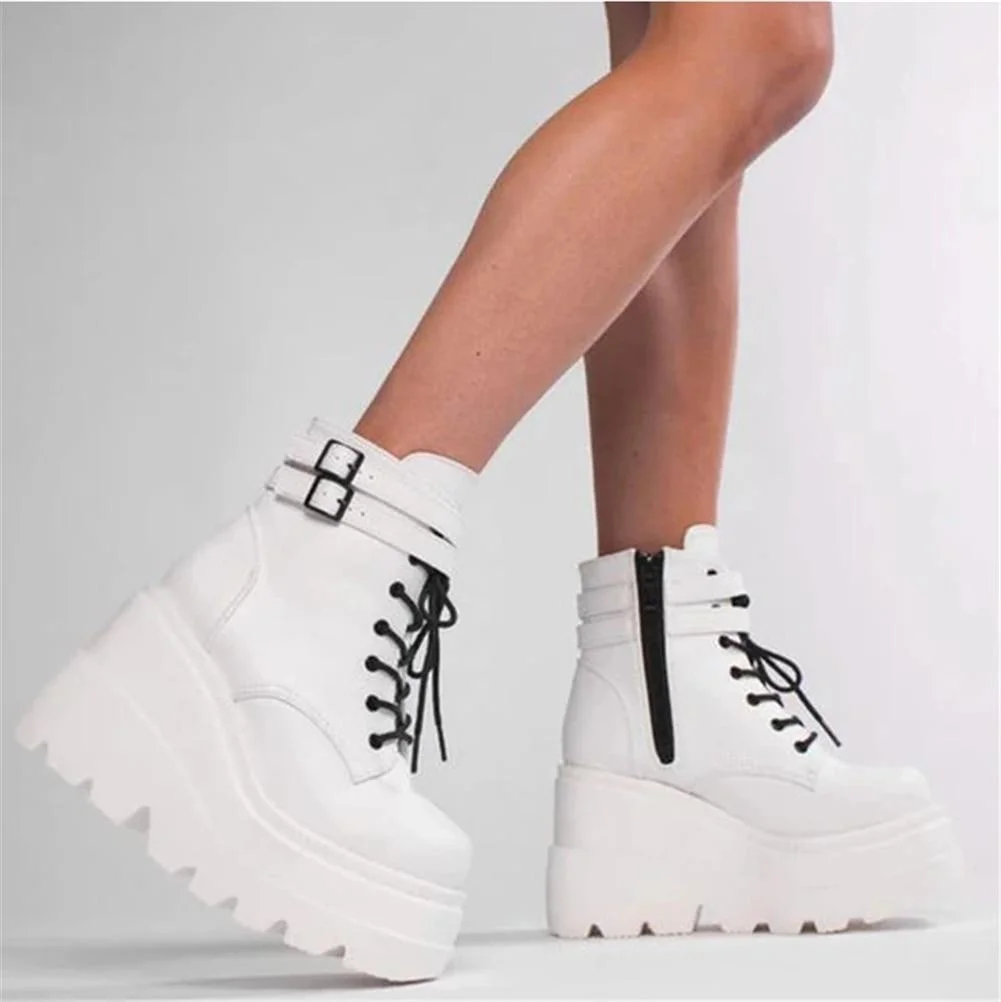 Brand Design 2020 Big sizes 43 Platform High Heels Cosplay Fashionable Autumn Winter Wedges Shoes Ankle Boots Women 1026-1