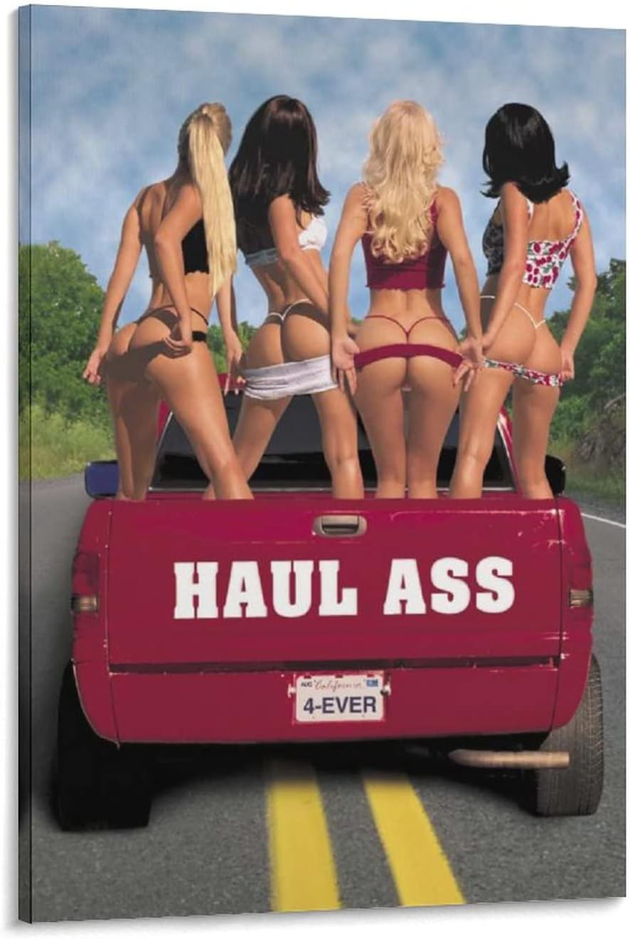 Hot Girls Poster Bikini Girls Butts And Luxury Cars Painting Beach Scenery Canvas Wall Presents (4) Canvas Painting Posters And Prints Wall Art Pictures for Living Room Bedroom Decor 20x30inch(50x75c 20x30inch(50x75cm)