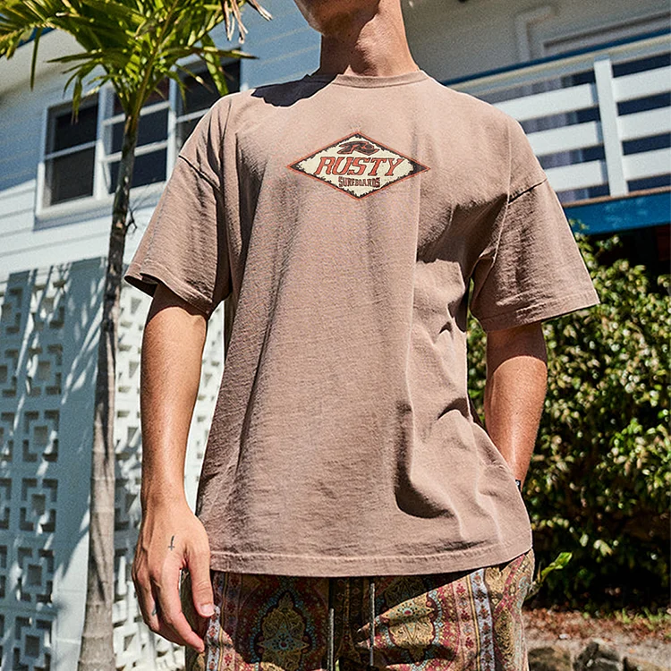 Oversized Seaside Holiday Casual 'Rusty' Short Sleeve T-Shirt 3189
