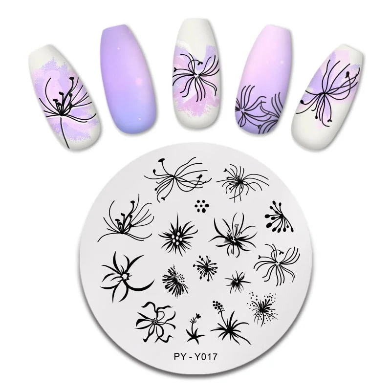 PICT You Flower Stamping Plate Nail Picture Stamp Templates Design  Stainless Steel Nail Art Plate Stencil Tools-Nail Inspo