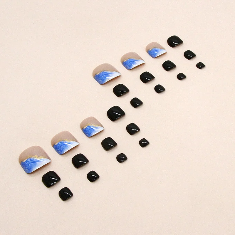 Churchf Churchf Blue Color Nail Fairy White Fake Nails Spring And Summer Beautiful Foot Wearable Foot Nail Piece