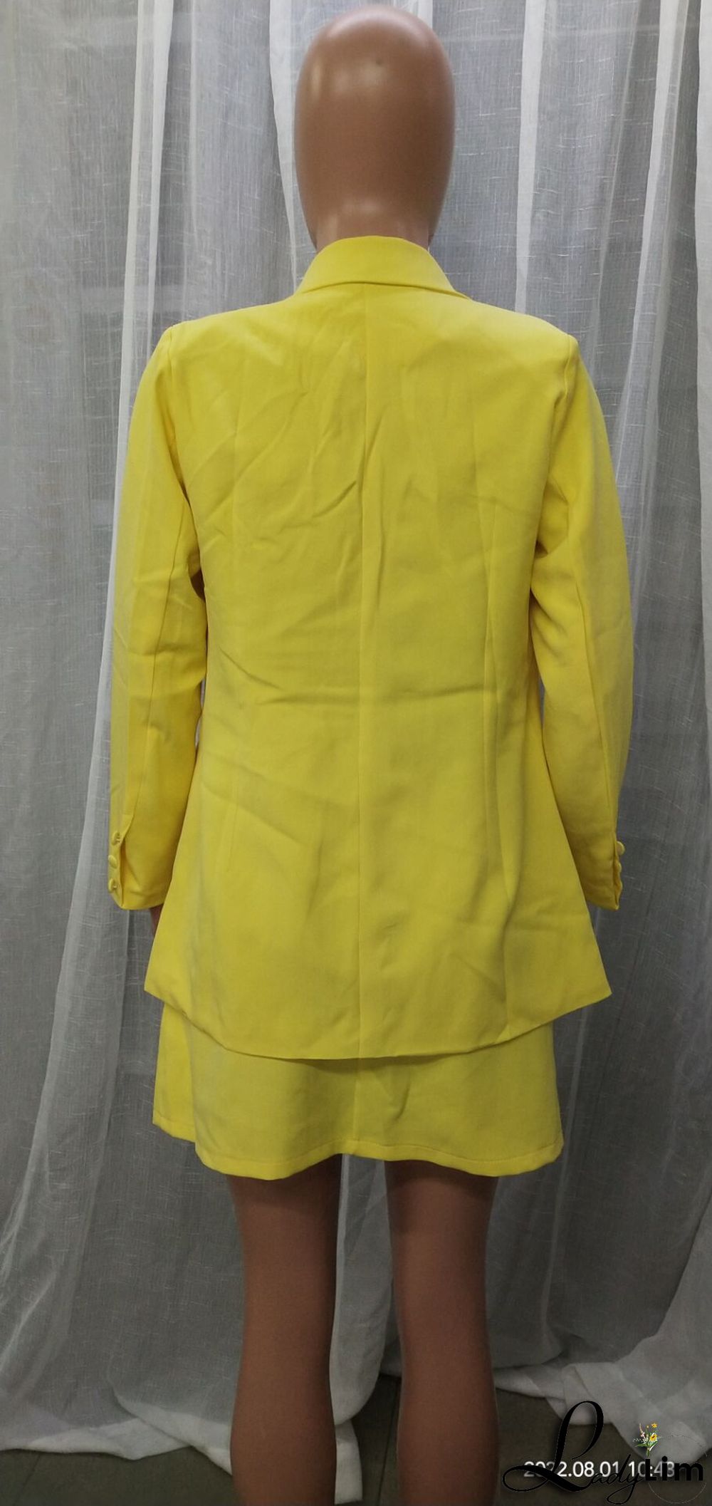 Solid Color Suit Blazer Coat Skirt Two Piece