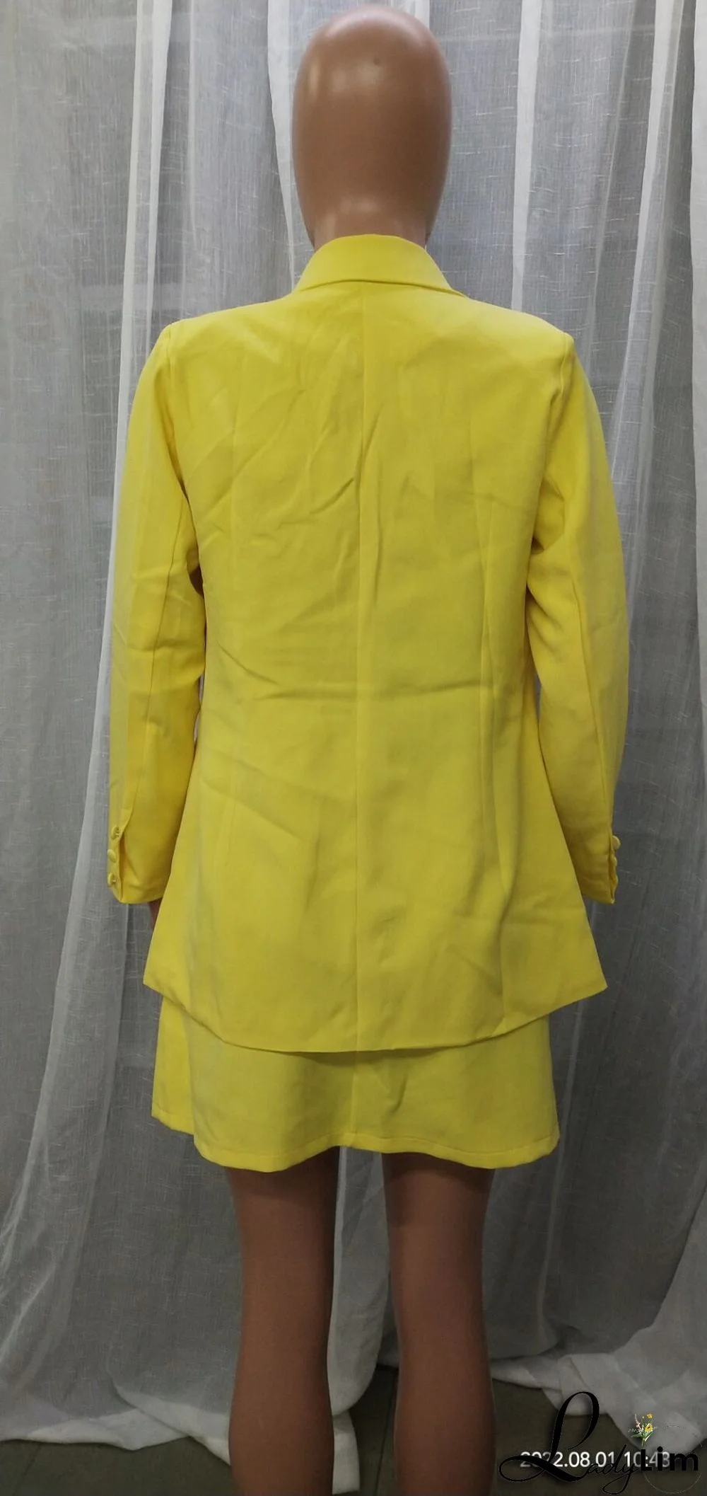 Solid Color Suit Blazer Coat Skirt Two Piece