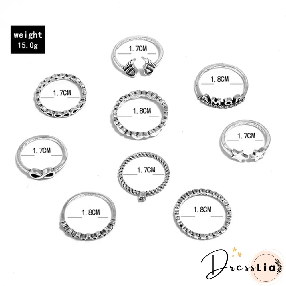 Personality Geometry 9PCS Ring Set