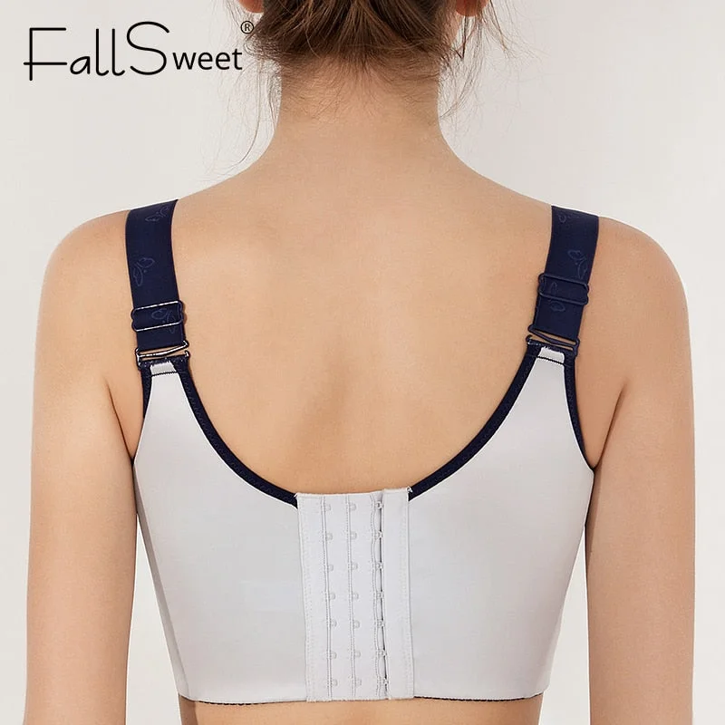 FallSweet Lace Long Line Bra Plus Size Sexy Lingerie Wire Free Women Underwear with Padded Push UP Brassiere Femme