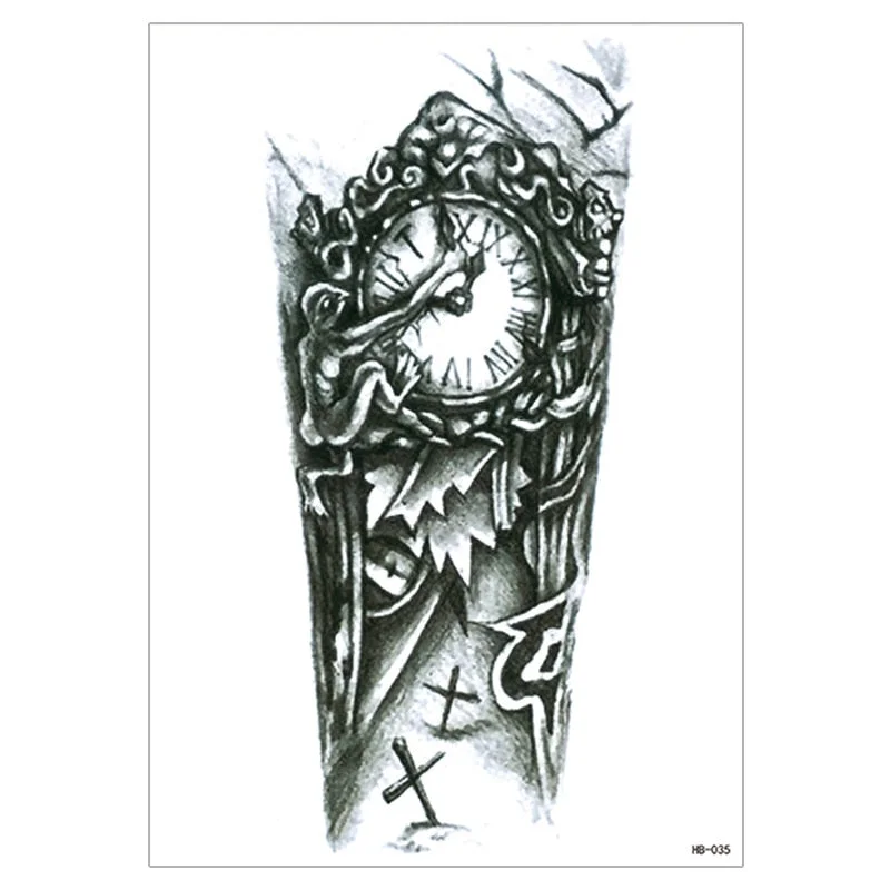 Waterproof TemporaryTattoo Sticker For Men Women Tiger Wolf Death Skull Temporary Tattoo Fake Henna Skeleton King Animal Tatoo