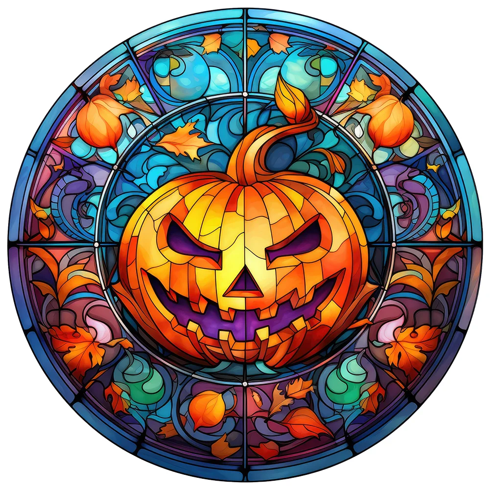 Diamond Painting - Full Round Drill - Stained Glass Pumpkin(Canvas|30*30cm)