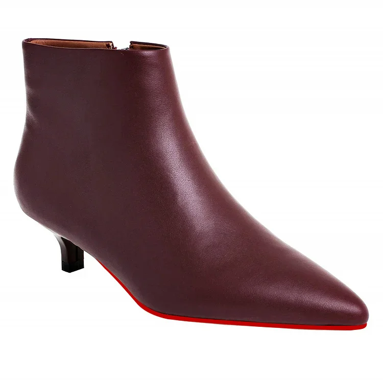 40mm Women's Ankle Red Bottom Boots Low Heels Shoes Zipper Booties Solid Color VOCOSI VOCOSI