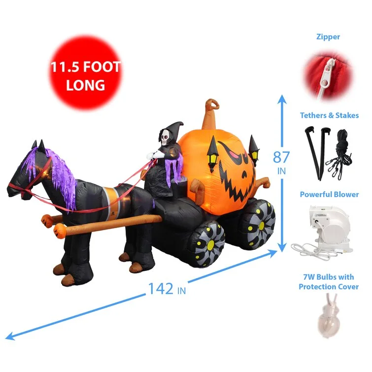 Halloween Skeleton Ghost Driving Carriage Decoration