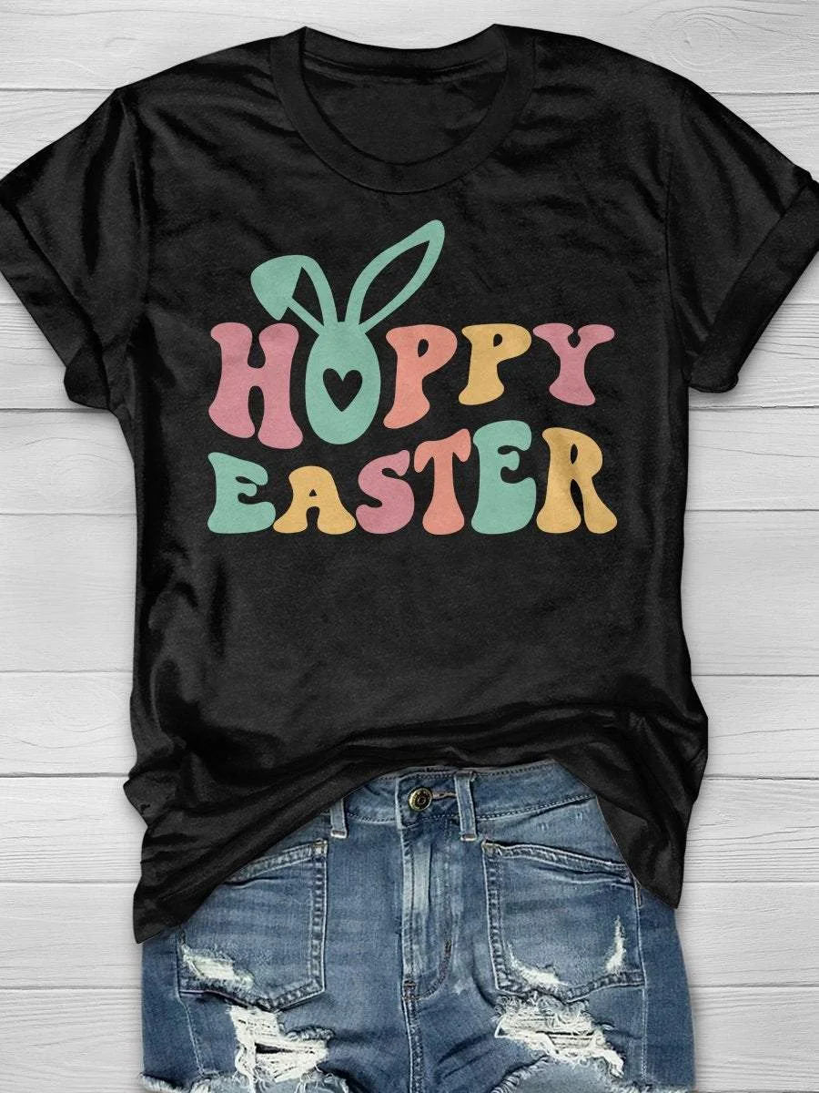 Hoppy Easter Print Short Sleeve T-shirt