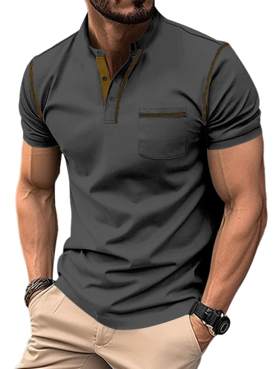 Men's Fashion Cotton Short Sleeve Henley Shirts