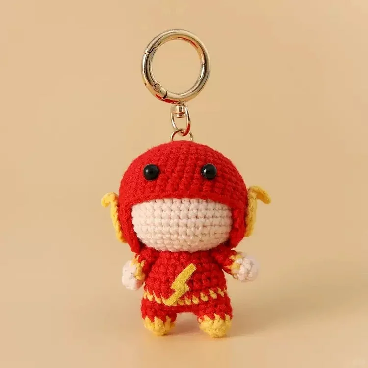 Lulusnow Handmade  The Avengers The Flash Crochet Key Pendant Bag Accessories Key Pendant