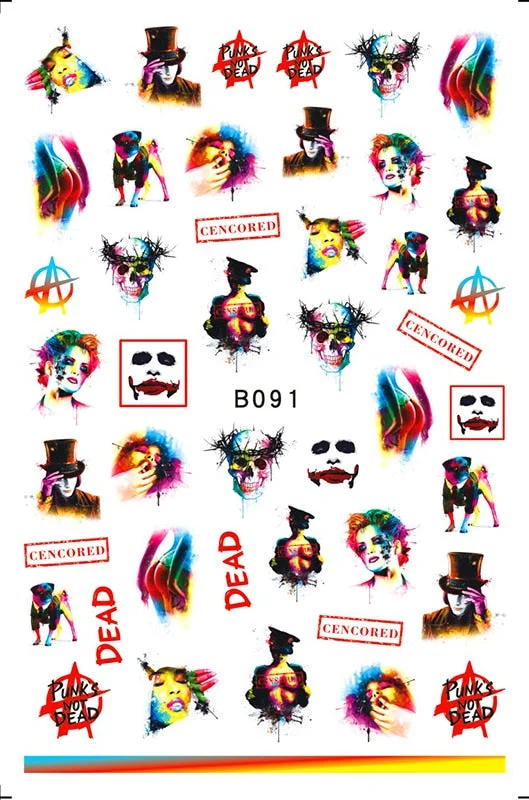 Happy Halloween Nail Sticker Manicure Self Adhesive Skull Toe Stickers Design Nail Art Decals for DIY Decor Wraps Witch Decals