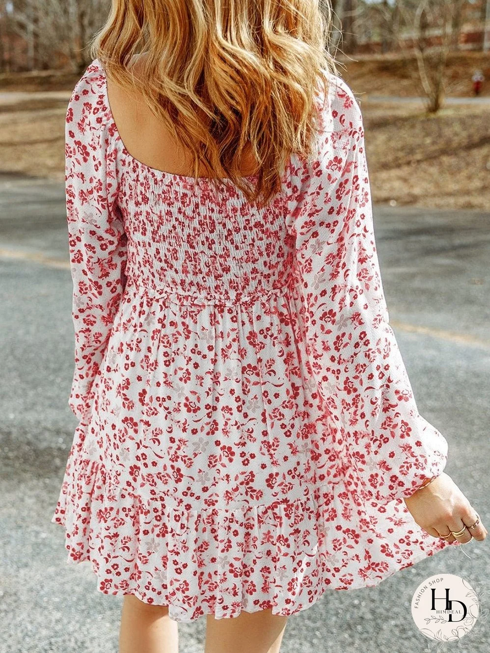 Square Neck Floral Dress