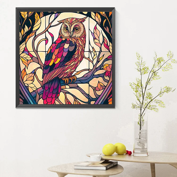 Stained Glass Owl - Full Round - Diamond Painting(30*30cm)