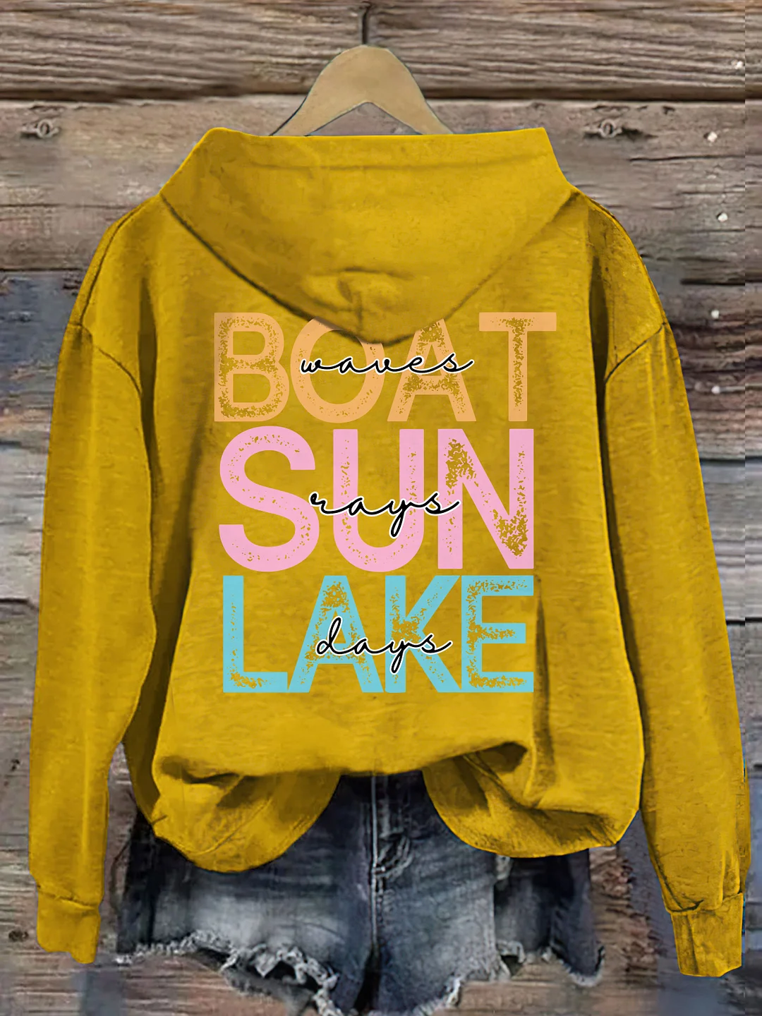Boat Waves Sun Rays Lake Days Hoodie