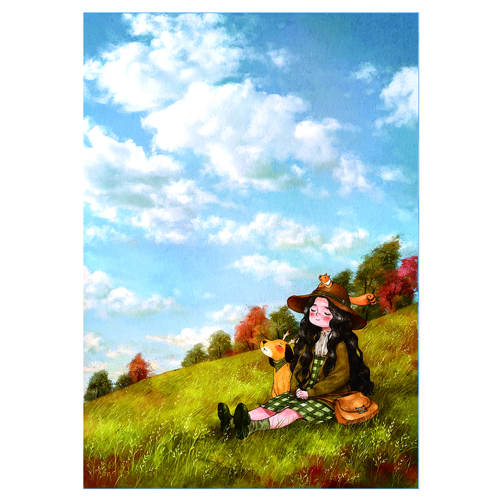 

Autumn Outing Black Hair Girl - 11CT Stamped Cross Stitch - 53*72CM, 501 Original