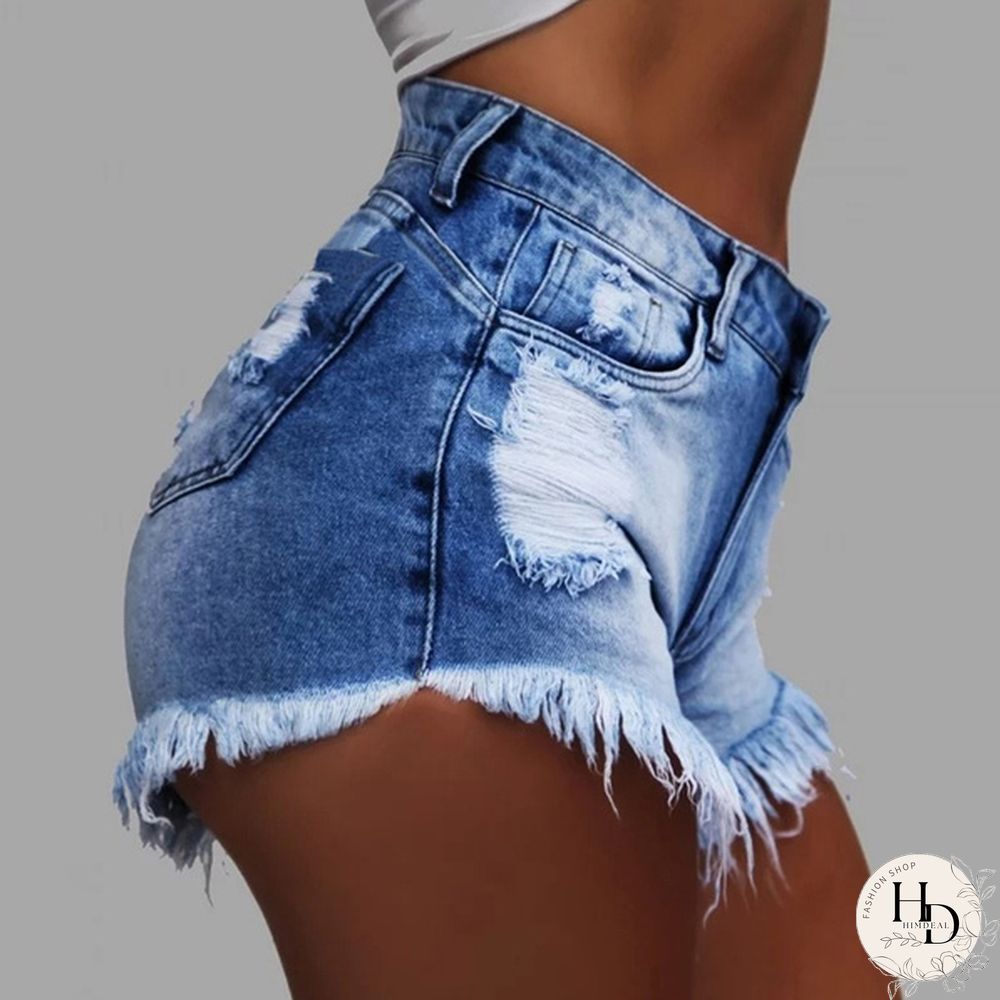 Womens Fashion Washed Frayed Denim Jean Shorts Summer Hot Pants High Waisted Jeans