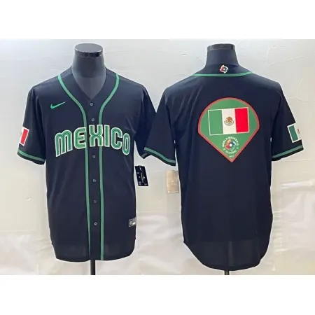 Men's Mexico Baseball 2023 Black World Baseball Big Logo Classic Stitched Jersey 3YTW