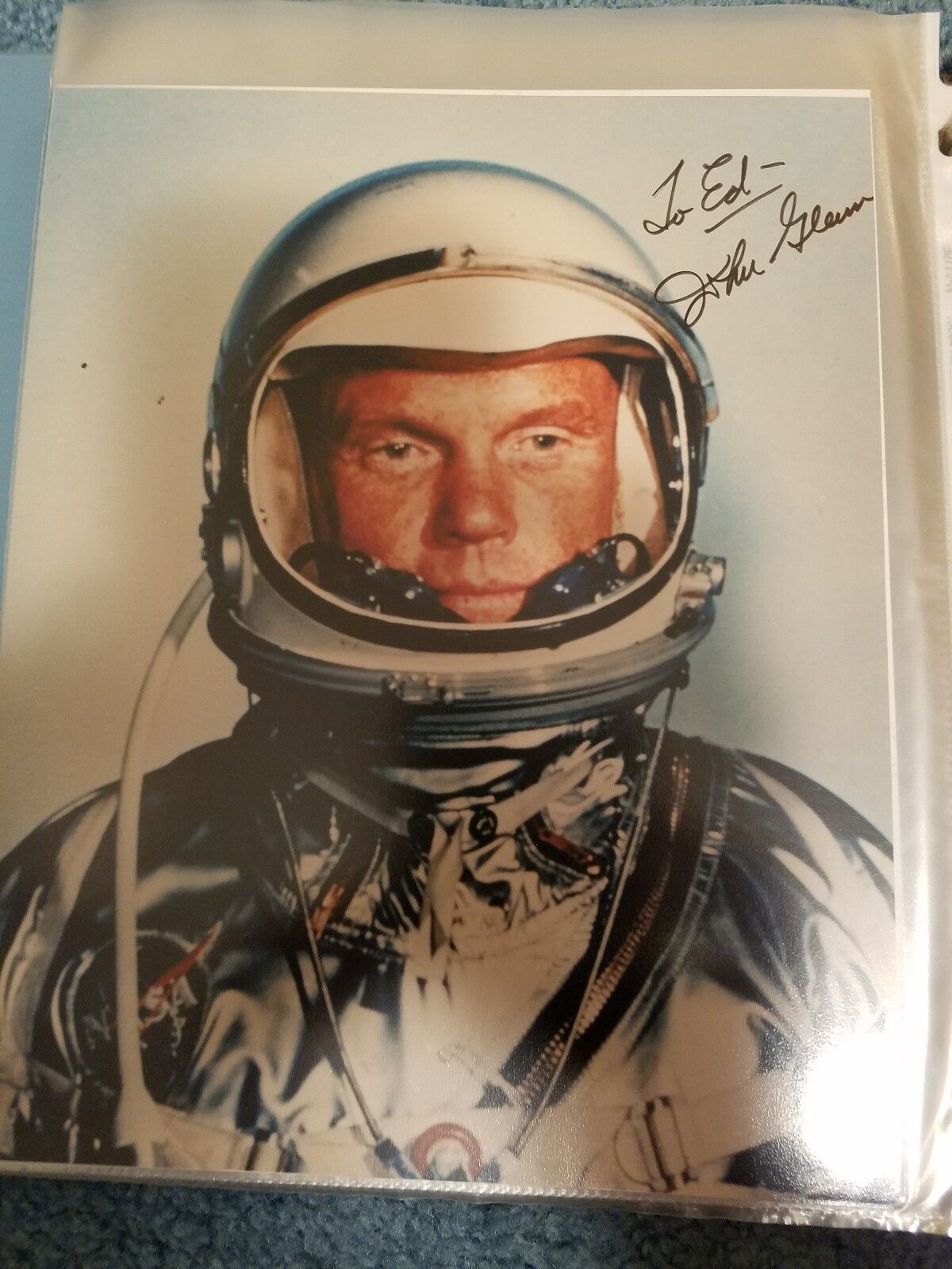 ASTRONAUT JOHN GLENN HAND SIGNED AUTOGRAPHED COLOR Photo Poster painting TO ED