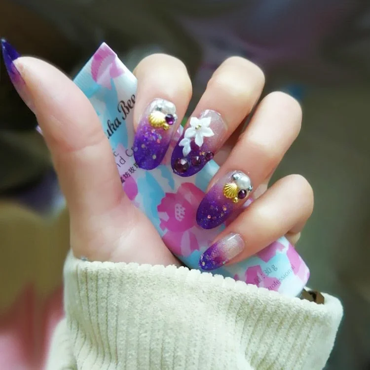 Fashion 24pc/set 10 Sizes Fake Nails Full Cover French False Nail Tips With Double-Sided Nail Adhesive Tab Press On Nails Art-Nail Inspo