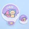 8PCS Summer Outdoor Cute Cartoon Portable Soft Fabric Round Folding Fan Kids Back to School Stationery Gift