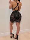 Party Style Sexy Tasseled Backless Evenning Mini Dress
