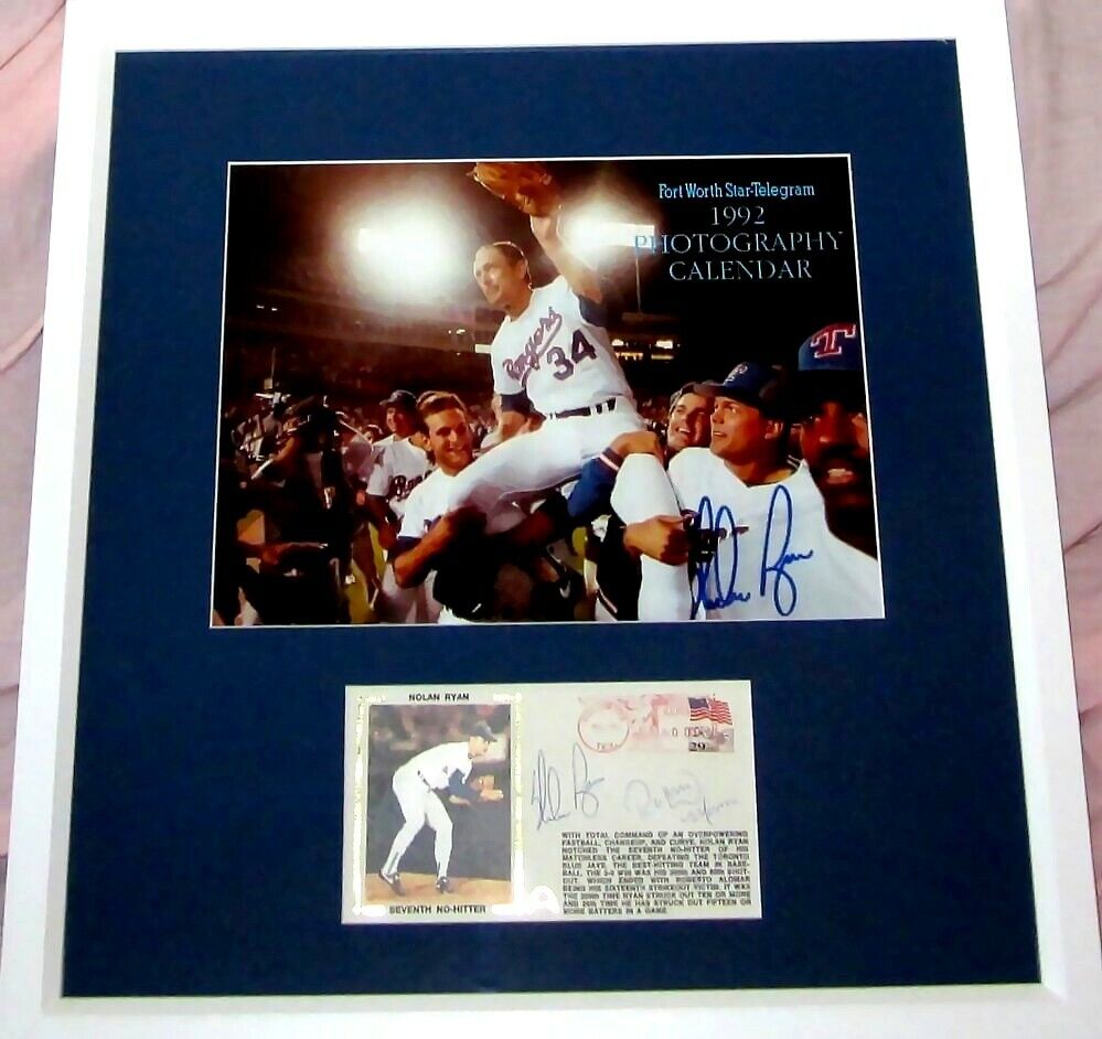 Nolan Ryan Roberto Alomar autographed signed 7th No-Hitter Photo Poster painting cachet framed