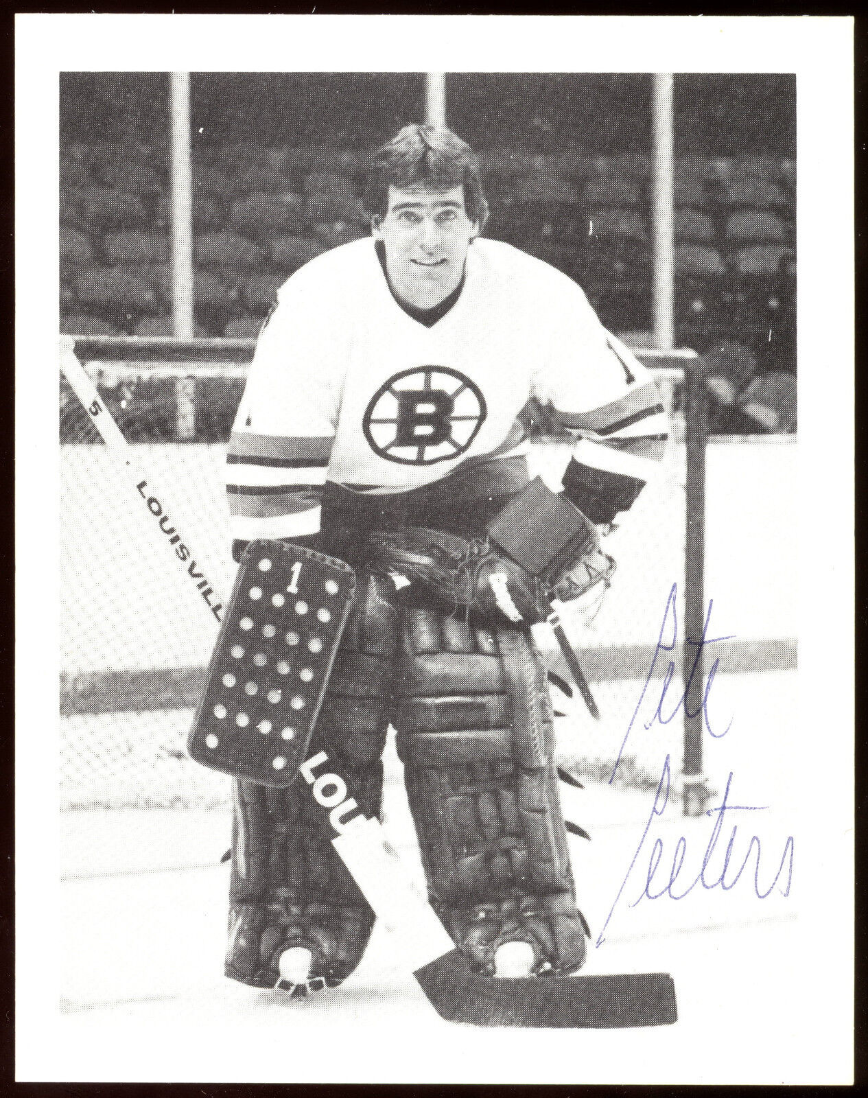 BOSTON BRUINS PETE PEETERS TEAM Photo Poster painting 4X5.5 HOCKEY PIC HAND SIGNED AUTOGRAPH