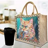 DIY Diamond Painting Linen Waterproof Handbag Shopping Storage Bag Totes Kit(with 2pcs diamond painting)