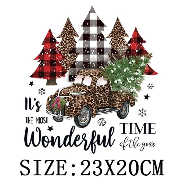 Beautiful Christmas Gift Thermal Sticker On Clothes DIY T-shirt Washable Iron On Patch For Clothing Christmas Design Patch Decor