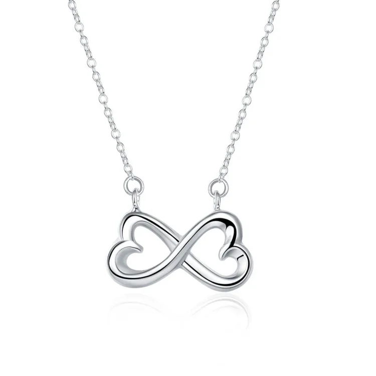 For Daughter - Mother & Daughter Forever Linked Together Double Heart Infinity Necklace