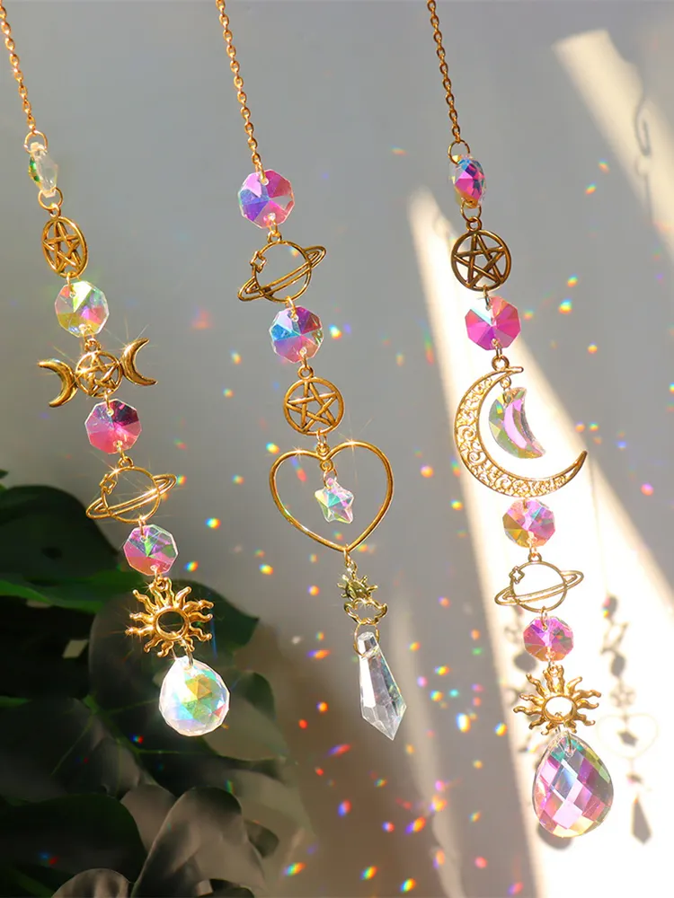 Star Crystal Chandelier Lighting Wind Chimes Curtain Home Garden Pendants
