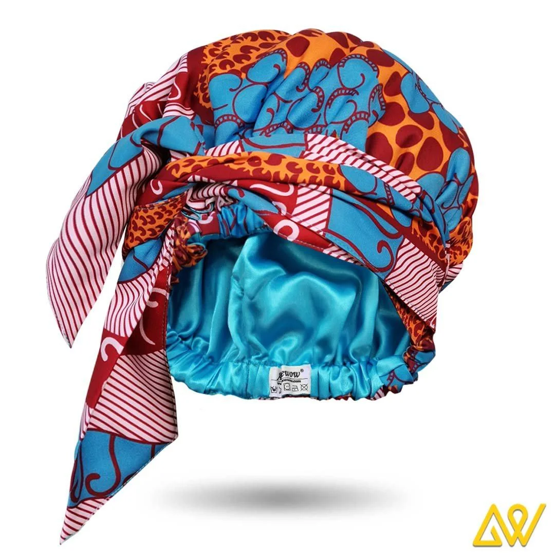 African Print Head Wrap With Satin-Lined(Romantic Autumn) -AW1982