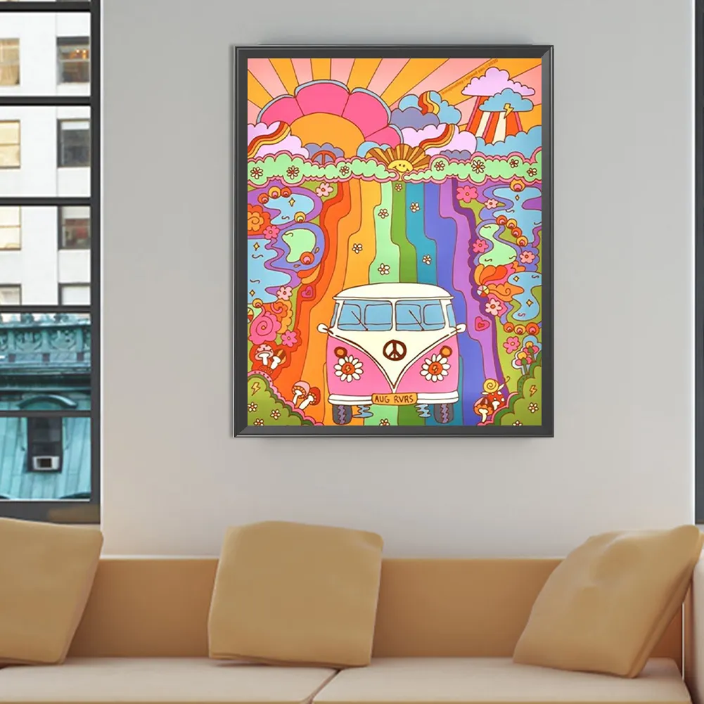 Partial AB Diamond Painting - Full Round Drill - Rainbow World(Canvas|45*55cm)