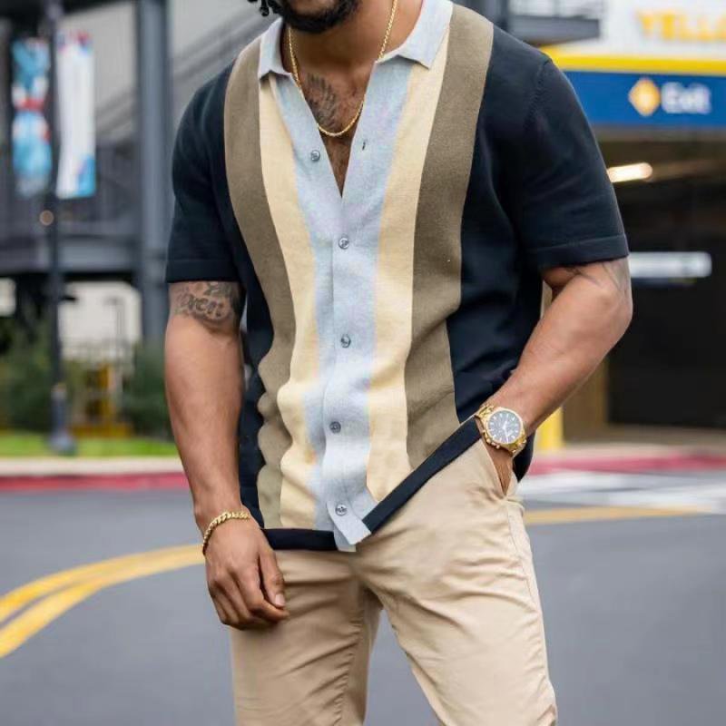 Men's Short Sleeve Summer Breathable Knitted Polo Shirts-VESSFUL