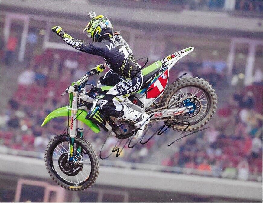 *RYAN VILLOPOTO*SIGNED*AUTOGRAPHED*Photo Poster painting*8.5X11*MONSTER*KAWASAKI*4 TIME CHAMPION